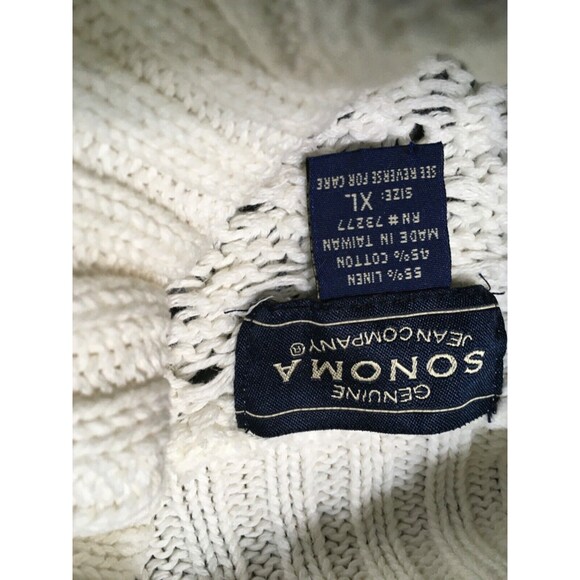 Vintage Genuine Sonoma Jean Co. 55 Linen 45 Cotton Sweater Ladies XL White - Picture 2 of 4
